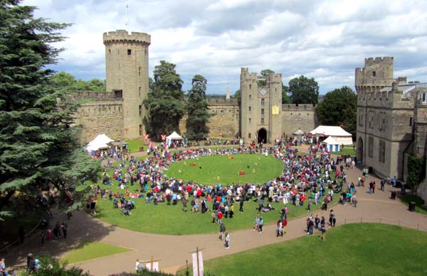 The courtyard of Warwick Castle, viewed from the Mound