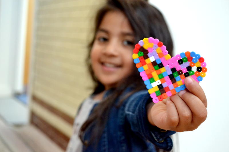 Hama beads in the shape of a heart