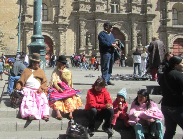 Women wearing traditional Andean clothes