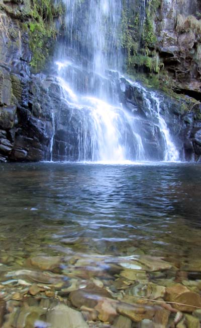 A pool at the bottom of a waterfall