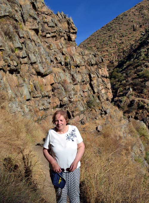 Miriam on a rocky path