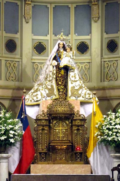 Statue of the Virgin Mary with flowing robes