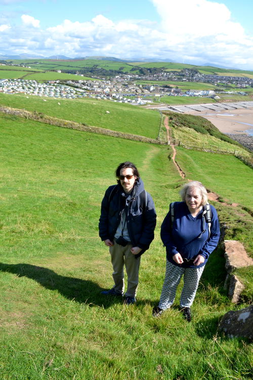 Martin and Miriam on a steep path above St Bees, Cumbria