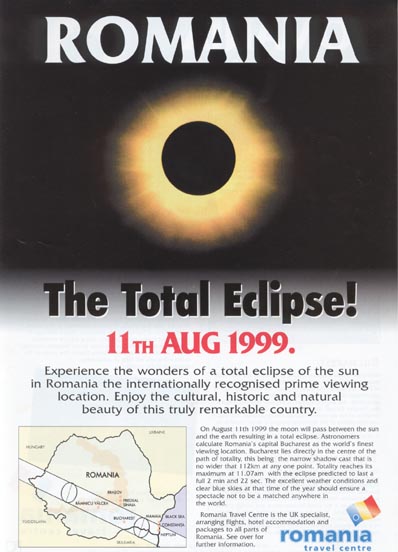 Poster advertising the total eclipse in Romania