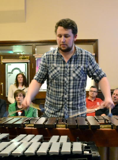 James playing the marimba