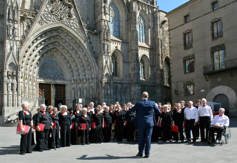 Singing in the square outside the Cathedral