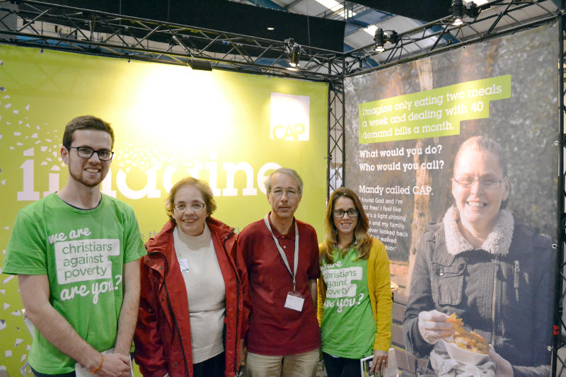 Miriam and Phil on the Christians Against Poverty stand at New Wine