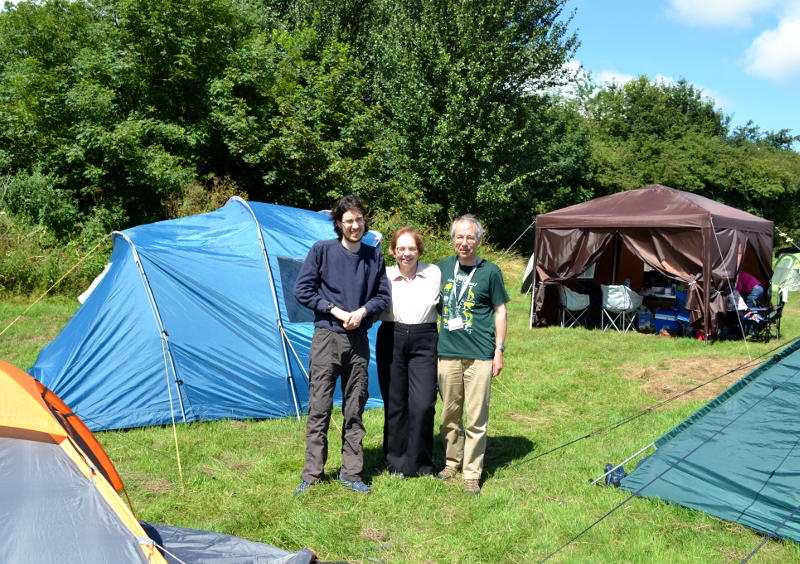 Martin, Miriam and Phil among the tents at New Wine