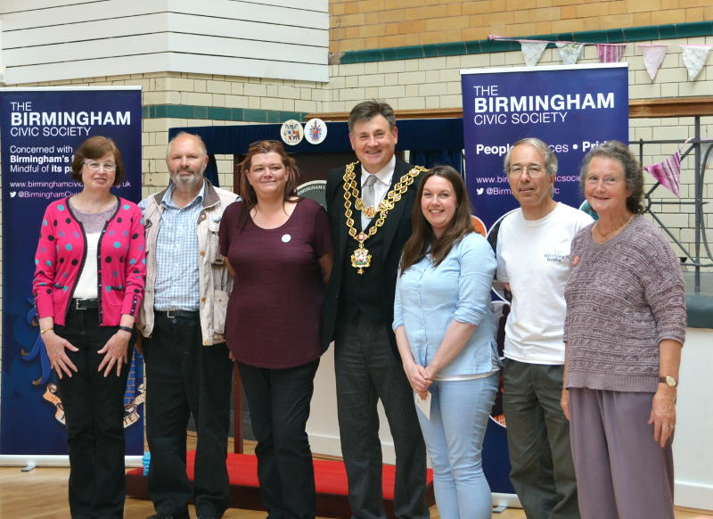 A group of volunteers with the Lord Mayor of Birmingham at Stirchley Baths