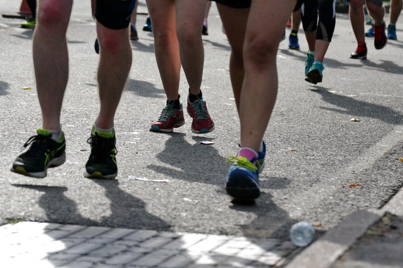 Close-up of feet on Pershore Road