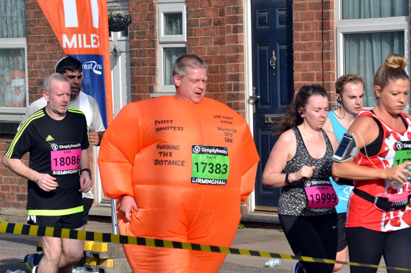 Runner wearing an inflatable costume