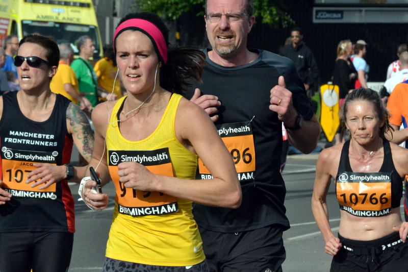 Runners sweating in the sun