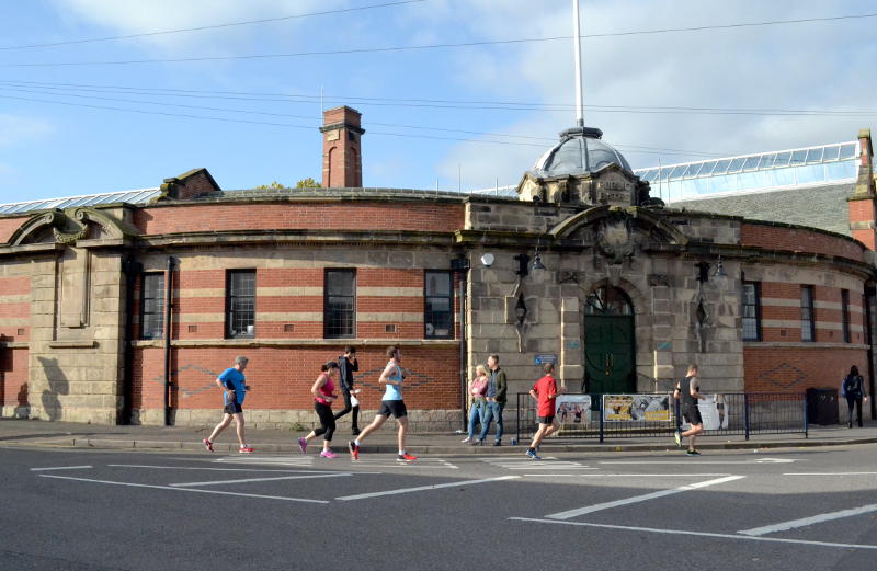 The runners pass Stirchley Baths