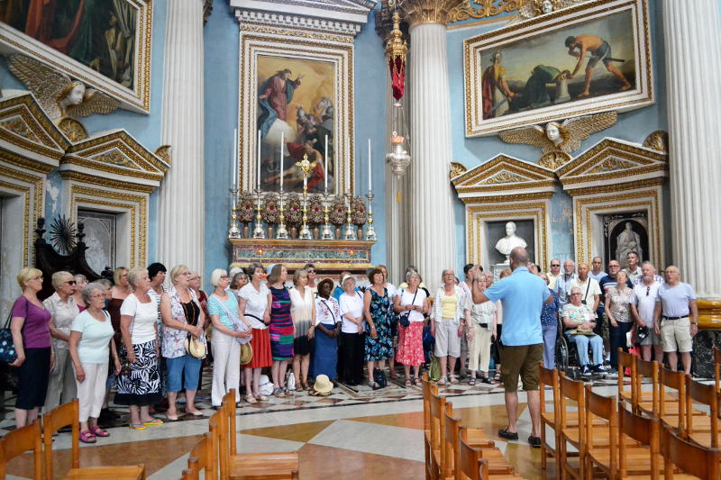 Part of the choir singing in a historic church