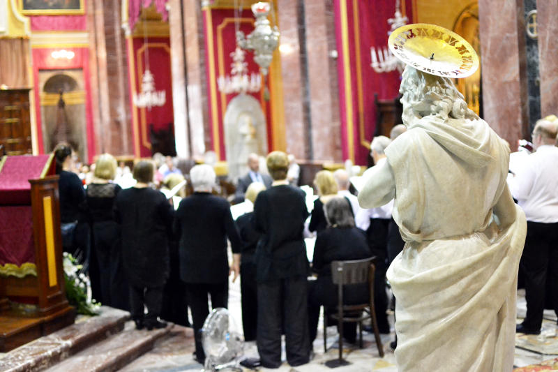 A statue overlooking the choir