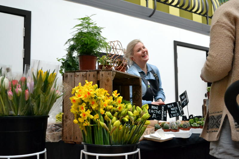 Flowers and plants on sale at Stirchley Community Market