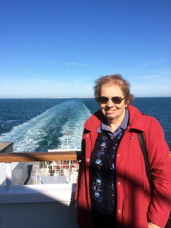 Miriam on the ferry from Dover to Dunkerque