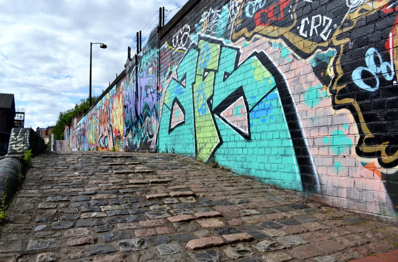 Street art alongside the Digbeth canal