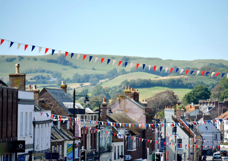 View over the rooftops of Bridport