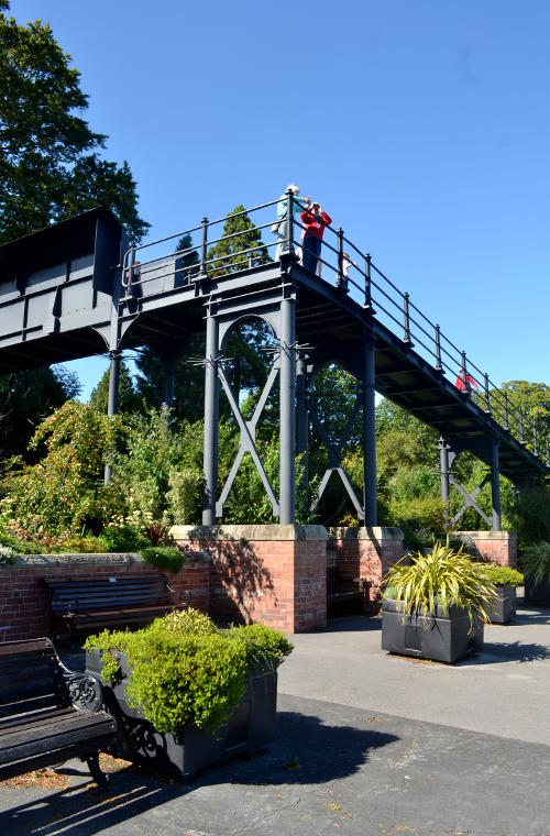 Iron footbridge over a railway