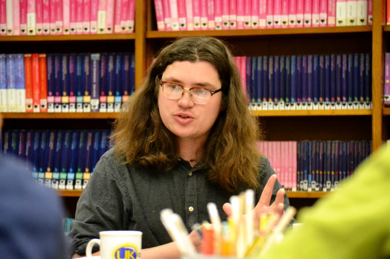 Birmingham Poet Laureate Richard O'Brien on a visit to Stirchley Library