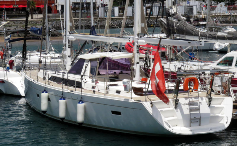 Large yacht with a Swiss flag