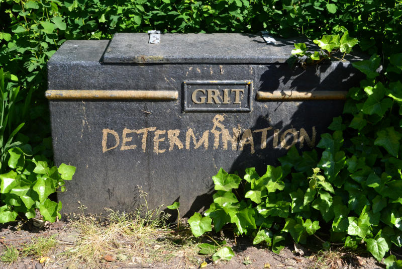 Box labelled GRIT below which someone has written & DETERMINATION