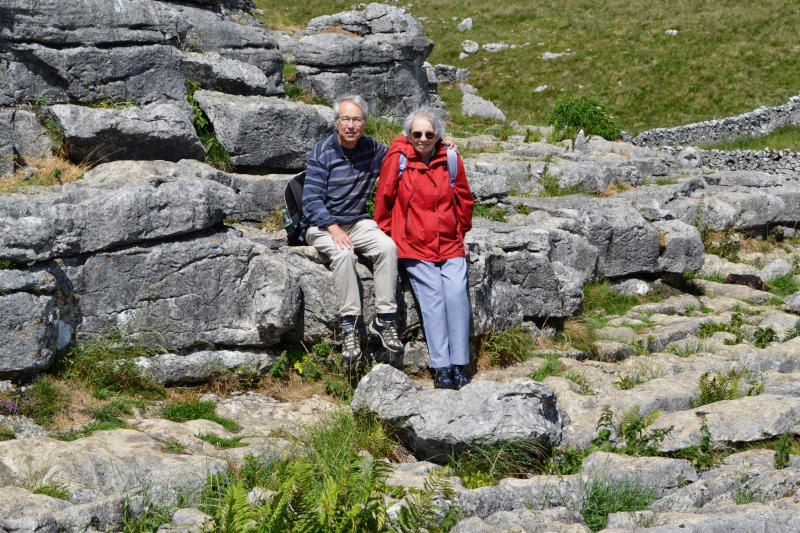 Phil and Miriam sitting on some large rocks